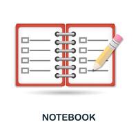 Notebook icon. 3d illustration from work place collection. Creative Notebook 3d icon for web design, templates, infographics and more vector