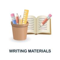 Writing Materials icon. 3d illustration from work place collection. Creative Writing Materials 3d icon for web design, templates, infographics and more vector