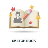 Sketch Book icon. 3d illustration from work place collection. Creative Sketch Book 3d icon for web design, templates, infographics and more vector