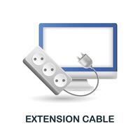 extensión cable icono. 3d ilustración desde trabajo sitio recopilación. creativo extensión cable 3d icono para web diseño, plantillas, infografia y más vector