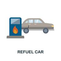 Refuel Car flat icon. Color simple element from car servise collection. Creative Refuel Car icon for web design, templates, infographics and more vector