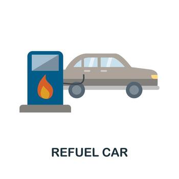 Refuel Car flat icon. Color simple element from car servise collection. Creative Refuel Car icon for web design, templates, infographics and more vector
