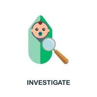 Investigate icon. Flat sign element from child adoption collection. Creative Investigate icon for web design, templates, infographics and more vector