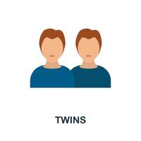 Twins icon. Flat sign element from child adoption collection. Creative Twins icon for web design, templates, infographics and more vector