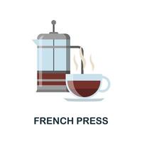 French Press flat icon. Color simple element from coffee collection. Creative French Press icon for web design, templates, infographics and more vector