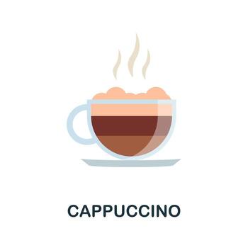 Cappuccino flat icon. Color simple element from coffee collection. Creative Cappuccino icon for web design, templates, infographics and more vector