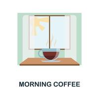 Morning Coffee flat icon. Color simple element from coffee collection. Creative Morning Coffee icon for web design, templates, infographics and more vector