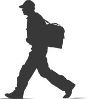 silhouette Mailman in action full body black color only vector