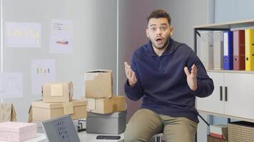 Happy and surprised e-commerce expert. video