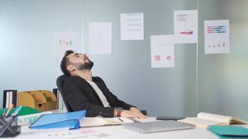 Sleeping problem businessman. video