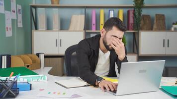 Office worker is tired and sleeping. video