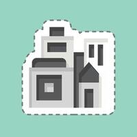 Sticker line cut Buildings. related to City symbol. simple design illustration vector