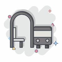 icono autobús detener. relacionado a ciudad símbolo. cómic estilo. sencillo diseño ilustración vector