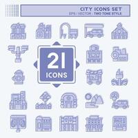 Icon Set City. related to Building symbol. two tone style. simple design illustration vector