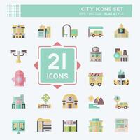 Icon Set City. related to Building symbol. flat style. simple design illustration vector
