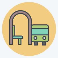 Icon Bus Stop. related to City symbol. color mate style. simple design illustration vector