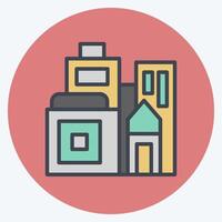 Icon Buildings. related to City symbol. color mate style. simple design illustration vector