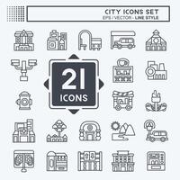 Icon Set City. related to Building symbol. line style. simple design illustration vector