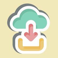 Sticker Cloud Download. related to Button Download symbol. simple design illustration vector