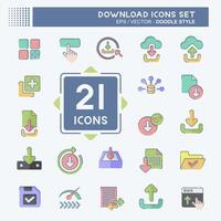 Icon Set Download. related to Button symbol. doodle style. simple design illustration vector