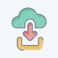 Icon Cloud Download. related to Button Download symbol. doodle style. simple design illustration vector