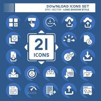 Icon Set Download. related to Button symbol. long shadow style. simple design illustration vector