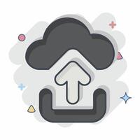 icono nube subir. relacionado a botón descargar símbolo. cómic estilo. sencillo diseño ilustración vector