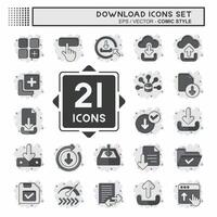 Icon Set Download. related to Button symbol. comic style. simple design illustration vector