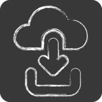 Icon Cloud Download. related to Button Download symbol. chalk Style. simple design illustration vector