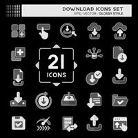 Icon Set Download. related to Button symbol. glossy style. simple design illustration vector