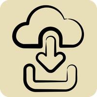 Icon Cloud Download. related to Button Download symbol. hand drawn style. simple design illustration vector