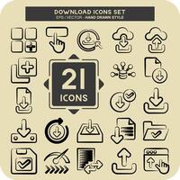 Icon Set Download. related to Button symbol. hand drawn style. simple design illustration vector