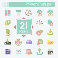 Icon Set Download. related to Button symbol. color mate style. simple design illustration vector