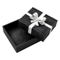 Black Gift Box with Ribbon on it on Transparent Background png