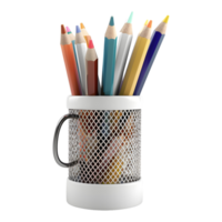 Different Kinds on Pencils in Jar on Transparent Background png