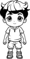 cute little boy with nice hairstyle and casual clothes cartoon illustration graphic design vector