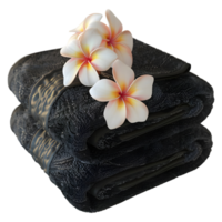Black Towel with White Flowers on it on Transparent Background png