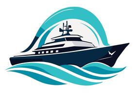 Luxury yacht speeding through the ocean waves illustration vector