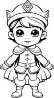 Coloring book for children Boy in costume of King vector