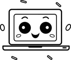 kawaii laptop computer kawaii cartoon illustration graphic design vector