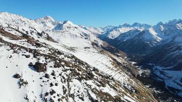 Baksan Gorge and the village of Terskol from the slopes of Mount Elbrus video