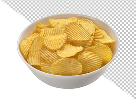 Heap of wavy potato chips isolated on white background with clipping path psd