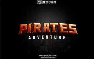 pirates text effect, font editable, typography, 3d text psd