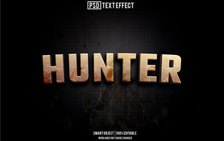 hunter text effect, font editable, typography, 3d text psd