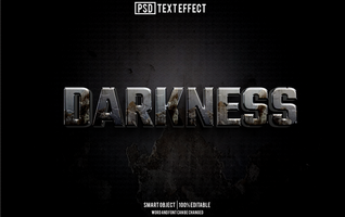darkness text effect, font editable, typography, 3d text psd