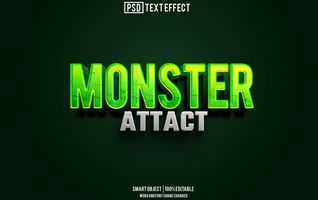 monster text effect, font editable, typography, 3d text psd