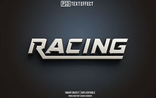racing text effect, font editable, typography, 3d text psd