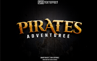 pirates text effect, font editable, typography, 3d text psd