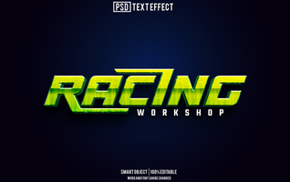 racing text effect, font editable, typography, 3d text psd
