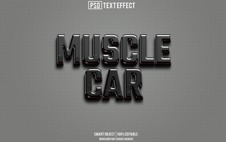muscle car text effect, font editable, typography, 3d text psd